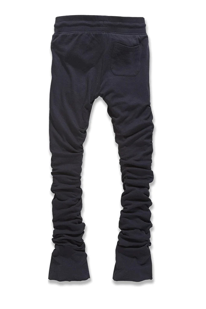 Jordan Craig Terry Extra Long Flare Stacked Sweat Pants (Jet Black) 8721L - Fresh N Fitted Inc