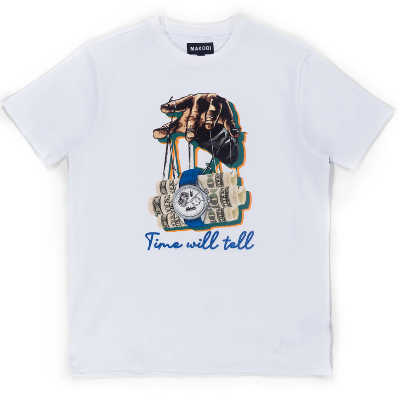 Makobi 'Time Will Tell' T-Shirt (White) M329 - Fresh N Fitted Inc