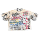 Rare Peace 'Fearless' Oversized Rhinestone Cropped T-shirt (Ecru) RT5041