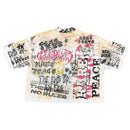 Rare Peace 'Fearless' Oversized Rhinestone Cropped T-shirt (Ecru) RT5041