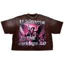 Rare Peace 'Dark Age 2.0' Oversized Rhinestone Cropped T-shirt (DK. Brown) RT5040
