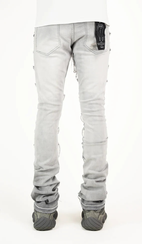 Focus Ripped Stacked Denim (Lt. Grey) 3364C - Fresh N Fitted Inc