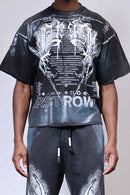 First Row ‘Y2K Tribal’ Cropped T-Shirt (Washed Black) FRM3024A - FRESH N FITTED