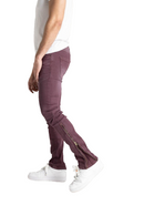 Taker 'Side Zipper' Stack Denim (Wine) B2064 - FRESH N FITTED