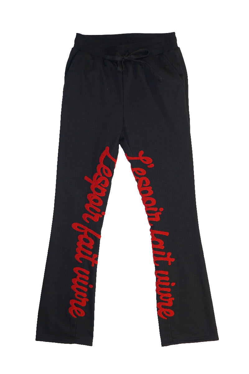 Taker 'We All Live In Hope' French Terry Flare Fleece Pants (Black/Red) B2109