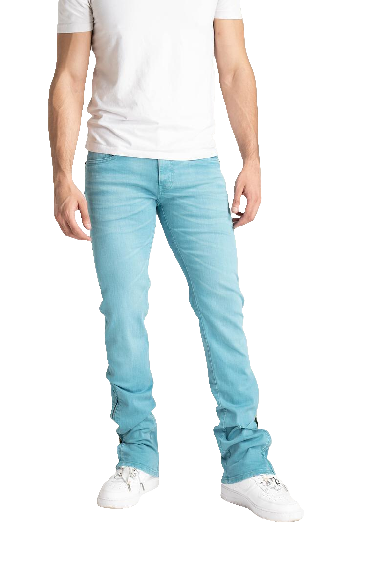 Taker 'Side Zipper' Stack Denim (Bay Blue) B2064