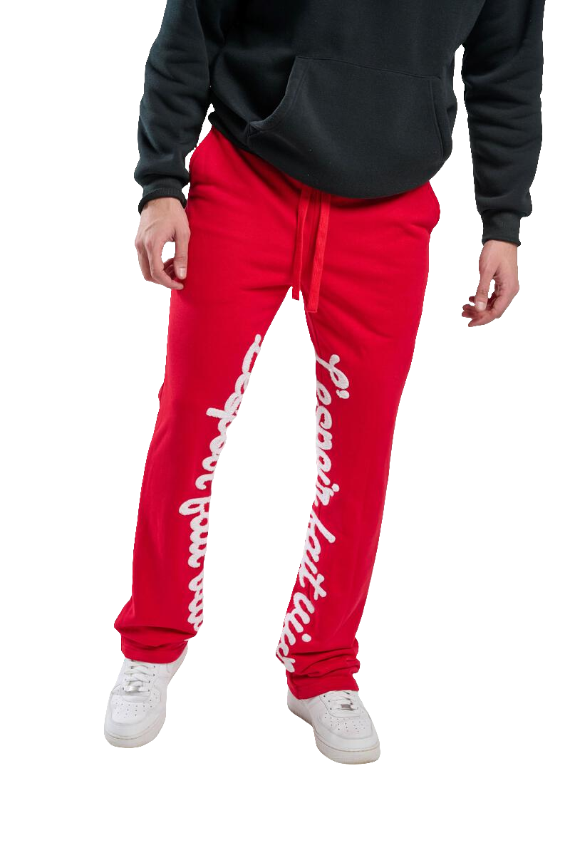 Taker 'We All Live In Hope' French Terry Flare Fleece Pants (Red) B2109