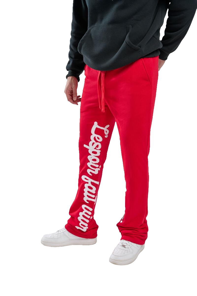 Taker 'We All Live In Hope' French Terry Flare Fleece Pants (Red) B2109