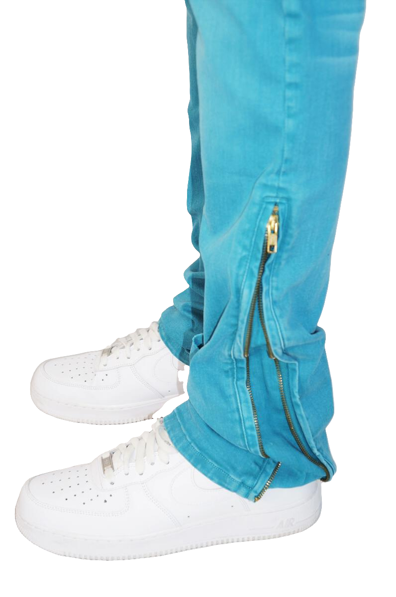 Taker 'Side Zipper' Stack Denim (Bay Blue) B2064