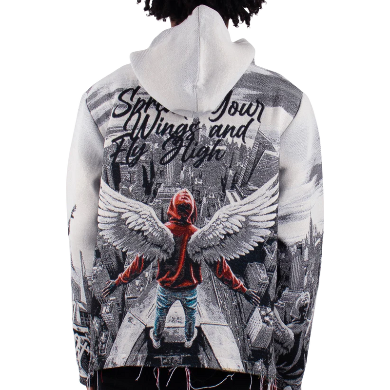 Majestik 'Fly High' Tapestry Hoodie (Grey) TH2414