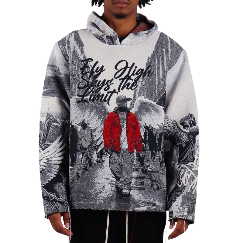 Majestik 'Fly High' Tapestry Hoodie (Grey) TH2414