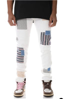 KDNK Patched Denim (White) KNB3195 - Fresh N Fitted Inc