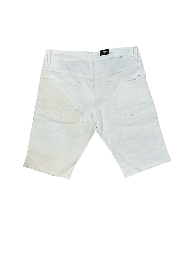 WT02 Ripped Denim Shorts (White) 20191-3219W - Fresh N Fitted Inc