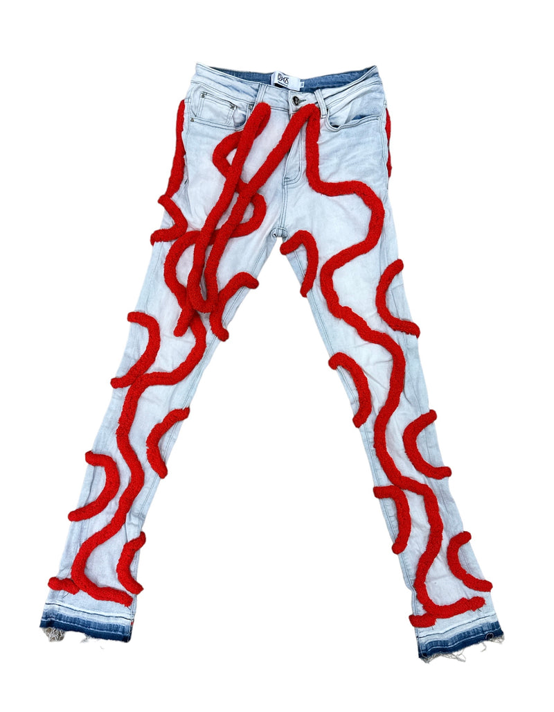 DNA Handcrafted Yarn Stacked Denim (Blue/Red)