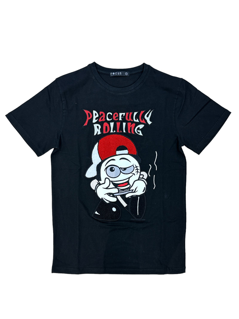 Focus 'Peacfully Rolling' T-Shirt (Black) 80527S - Fresh N Fitted Inc