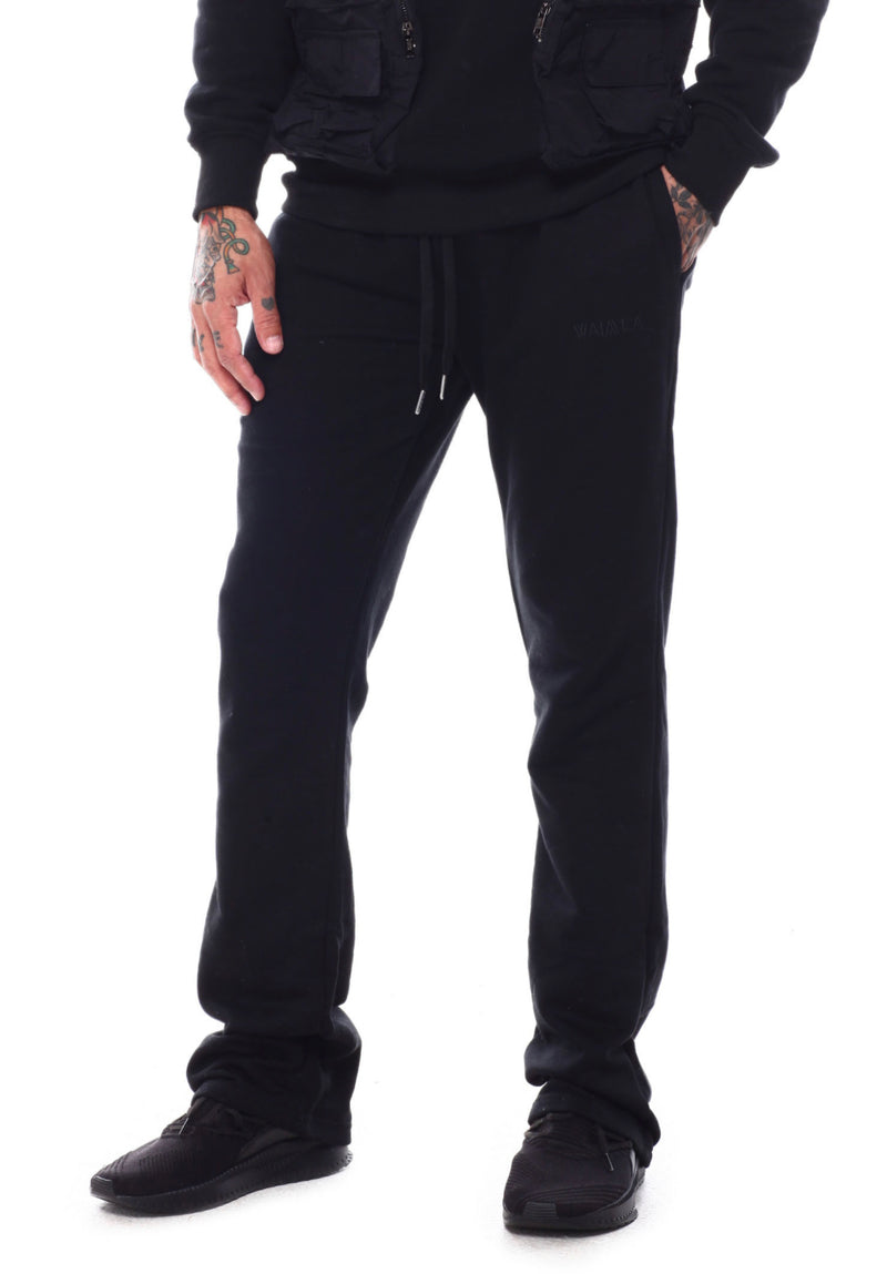 Waimea Plain Stacked Sweat Pants (Black) M5690A - Fresh N Fitted Inc