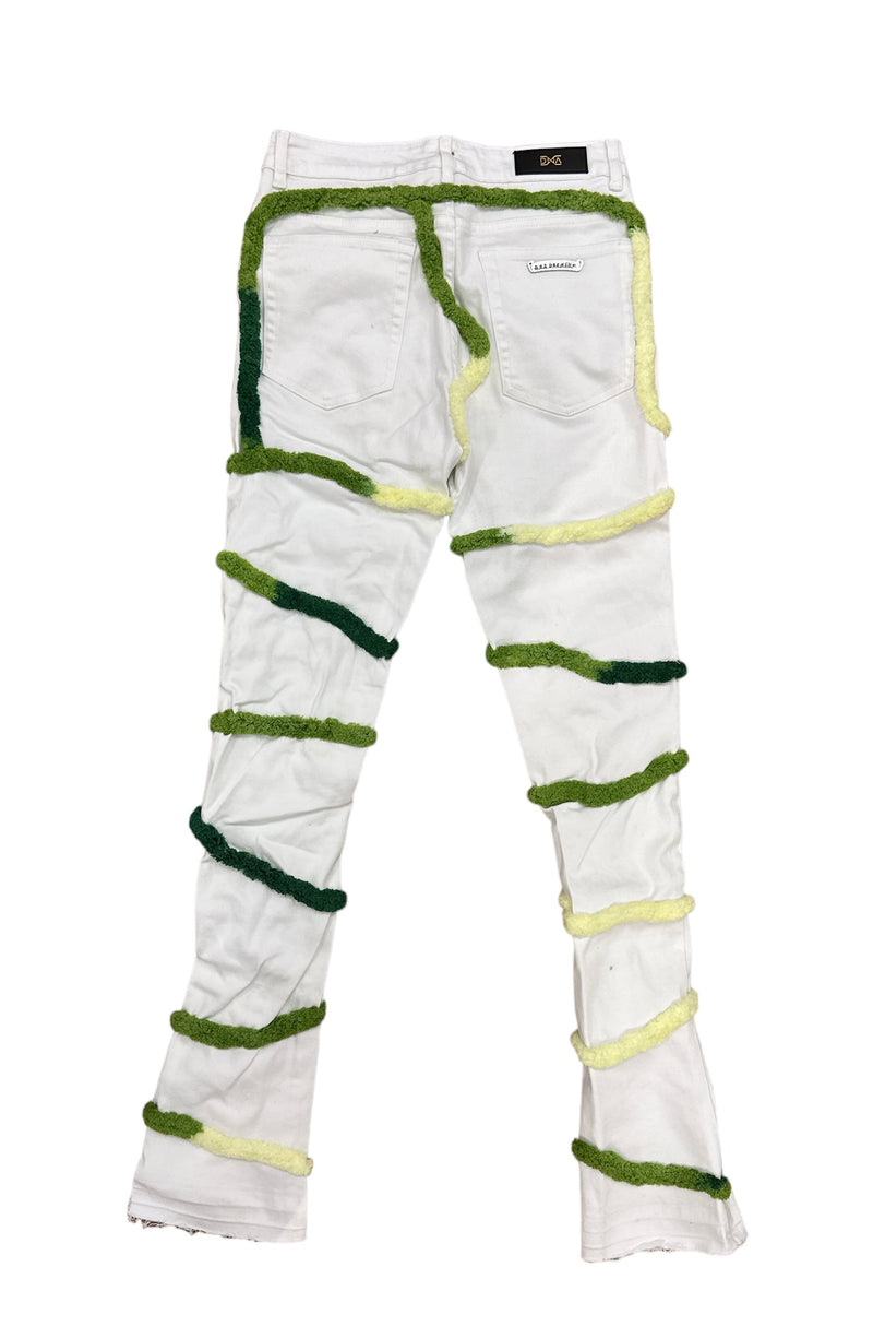 DNA Handcrafted Yarn Stacked Denim (White/Green) - Fresh N Fitted Inc