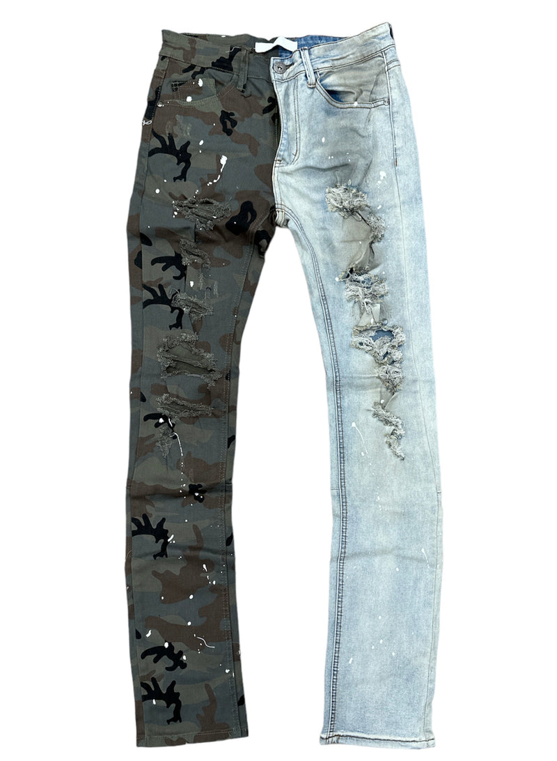 KDNK Stacked Contrast Camo Denim (Blue/Camo) KND4353-1 - Fresh N Fitted Inc
