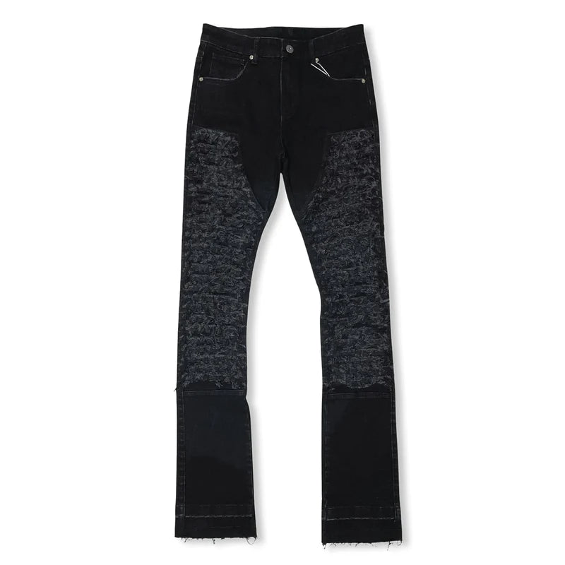 Vicious Denim 'Rip & Repair Fray' Stacked Pants (Black) VC221 - Fresh N Fitted Inc