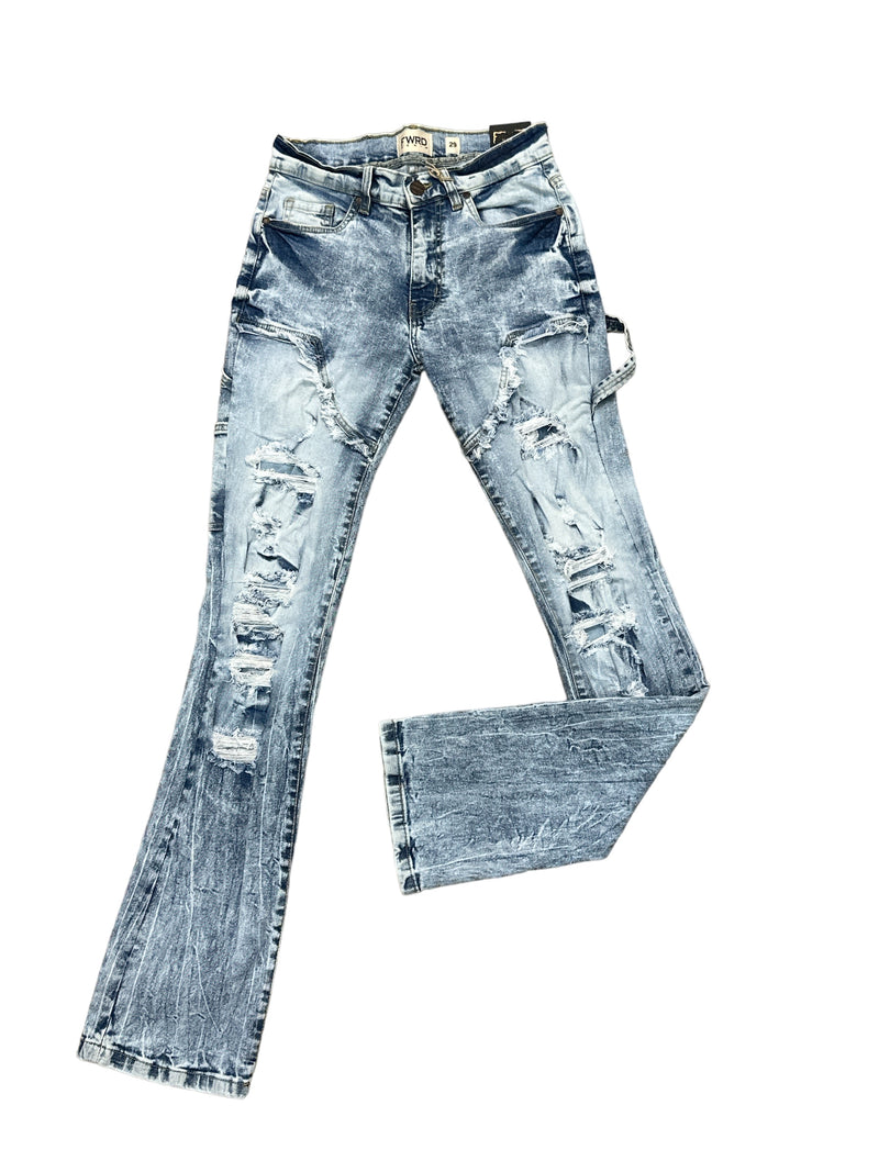 Blue Denim Stacked Jeans Made to Order -  Israel
