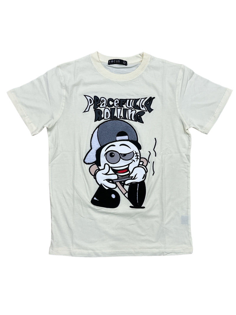 Focus 'Peacfully Rolling' T-Shirt (Ivory) 80527S - Fresh N Fitted Inc