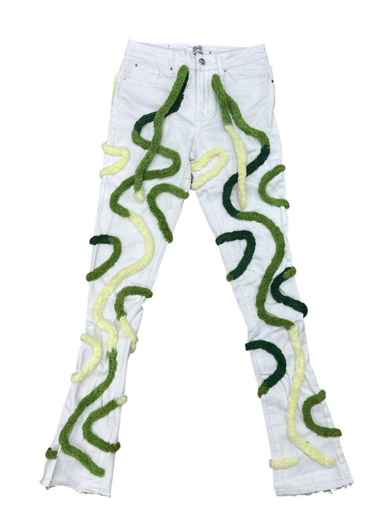 DNA Handcrafted Yarn Stacked Denim (White/Green) - Fresh N Fitted Inc