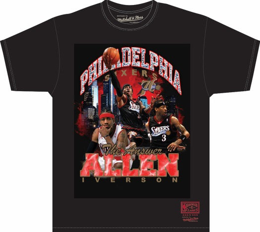 Mitchell & Ness 'NBA Bling 76ERS Allen Iverson' T-Shirt (Black) BMTR6411 - Fresh N Fitted Inc