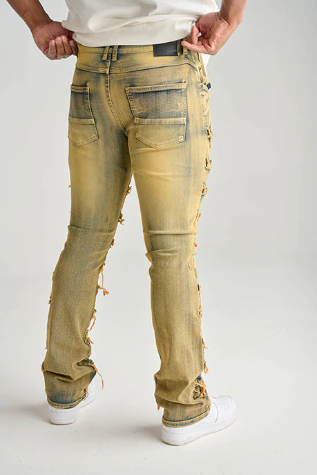 Spark Stretch Distressed Stack Denim (Taupe) S3016 - Fresh N Fitted Inc