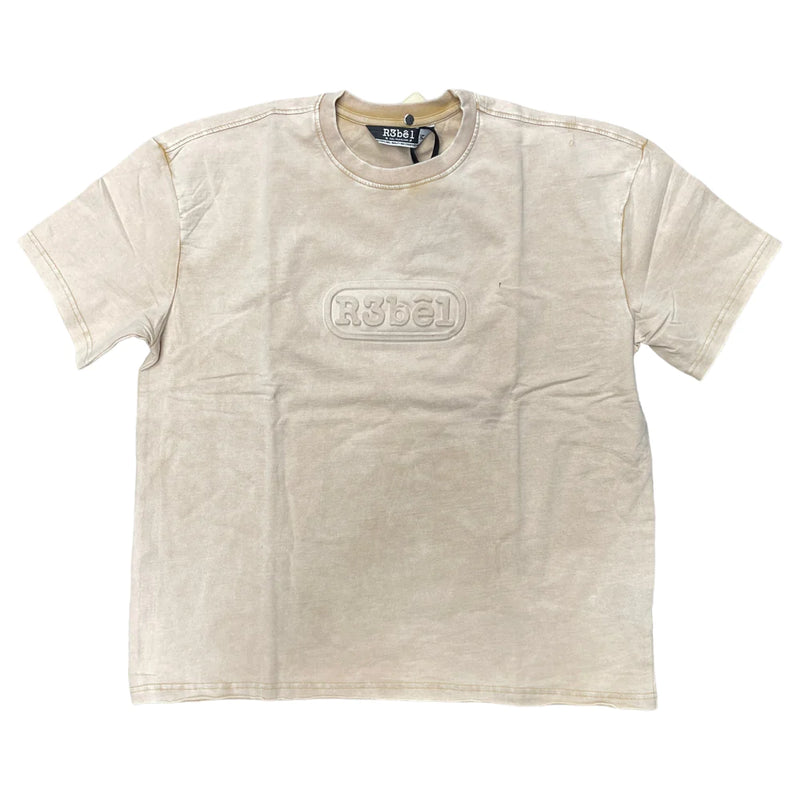 Rebel Minds 'Rebel Embossed' Acid Washed T-Shirt (Beige) 631-101 - Fresh N Fitted Inc