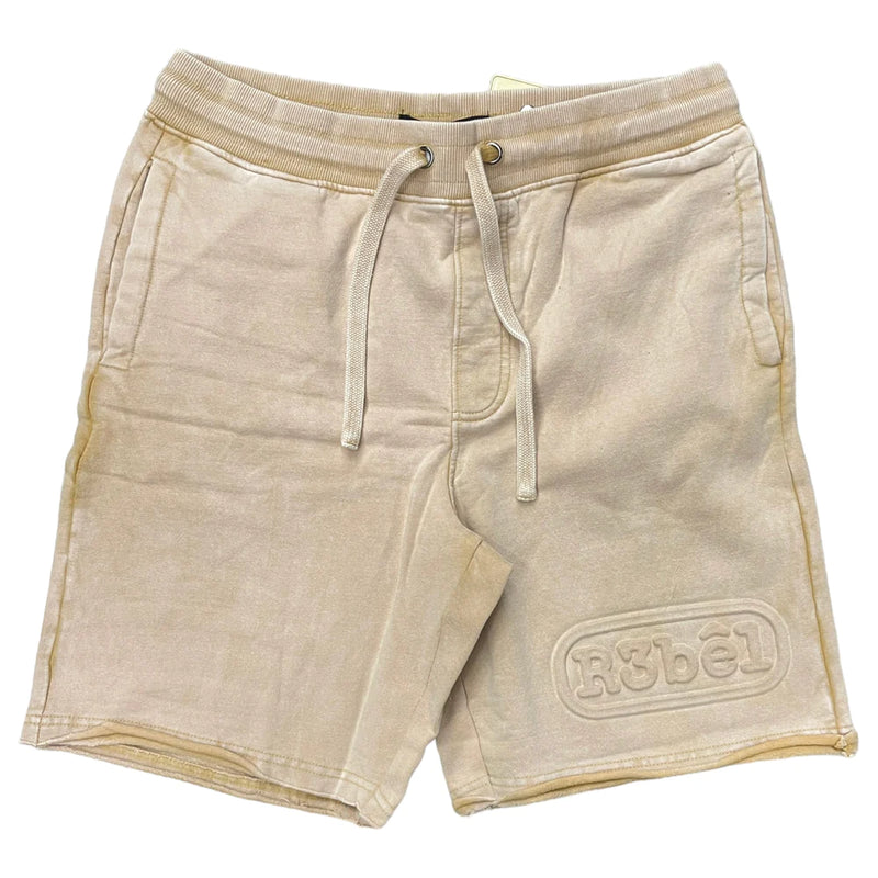 Rebel Minds 'Rebel Embossed' Fleeced Shorts (Beige) 631-901 - Fresh N Fitted Inc