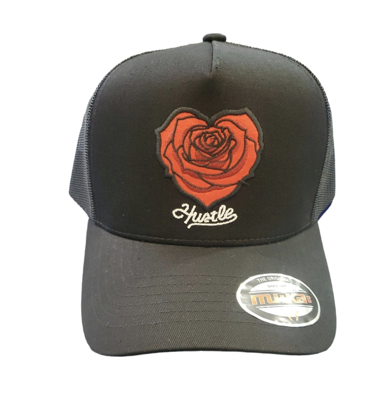 Muka 'Hustle Rose' Trucker Hat (Black) TN5334B - Fresh N Fitted Inc