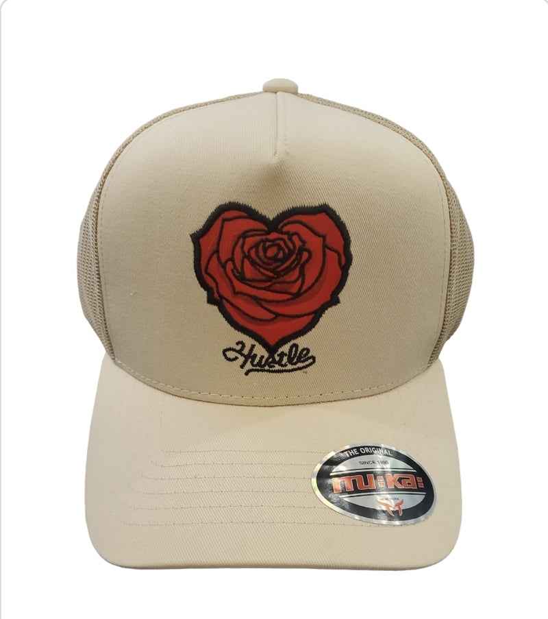 Muka 'Hustle Rose' Trucker Hat (Oatmeal) TN5334B - Fresh N Fitted Inc
