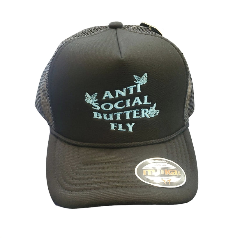 Muka 'Anti Social Butter Fly' Trucker Hat (Black) TN5350A - Fresh N Fitted Inc