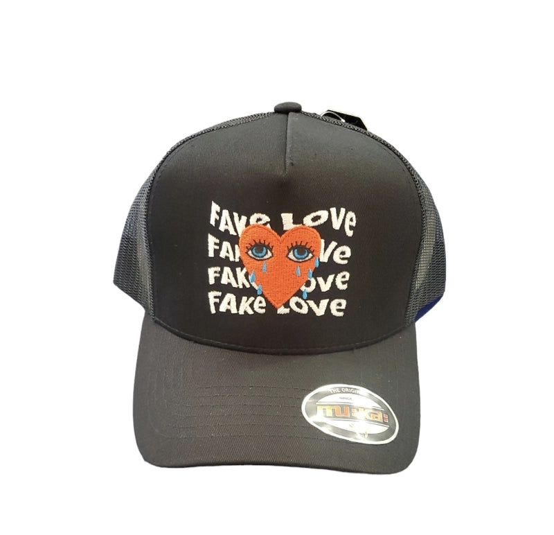 Muka 'Fake Love' Trucker Hat (Black) TN5348B - Fresh N Fitted Inc
