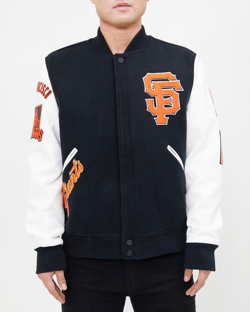San Francisco Giants Logo Varsity Jacket (Black/White) LSG631273 - Fresh N Fitted Inc