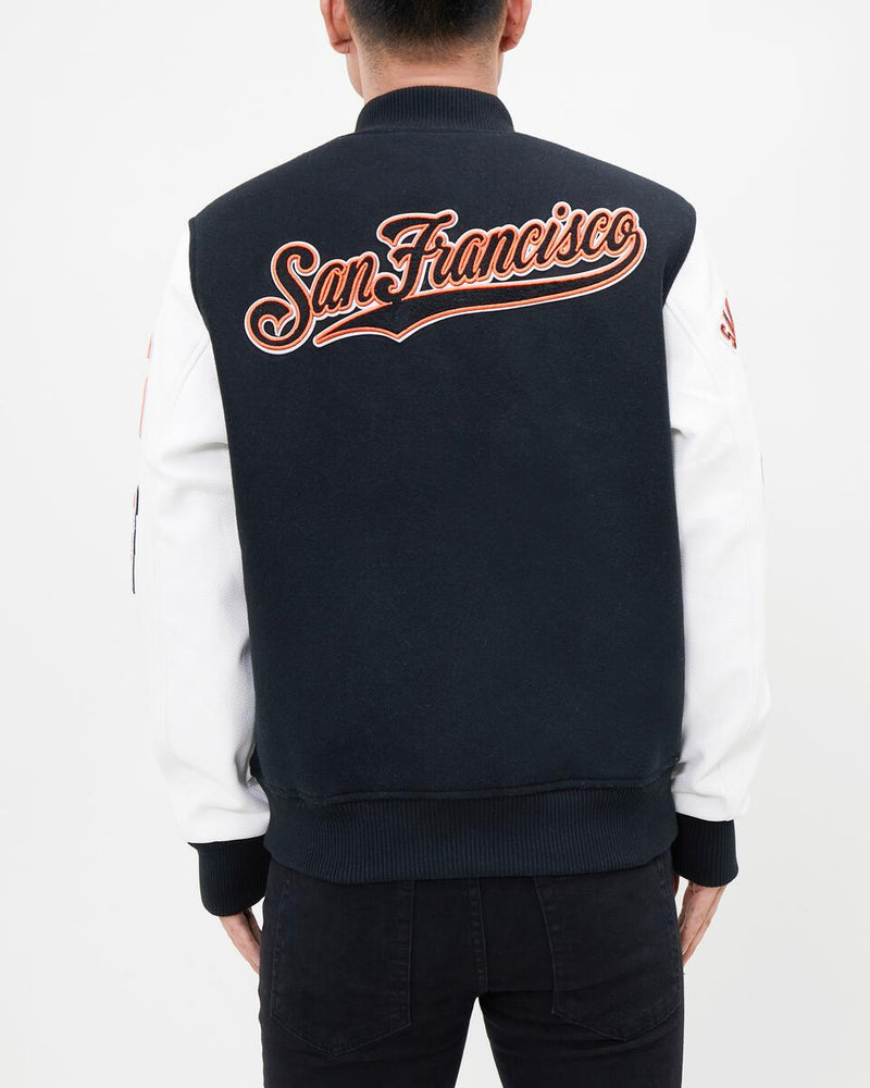 San Francisco Giants Logo Varsity Jacket (Black/White) LSG631273 - Fresh N Fitted Inc
