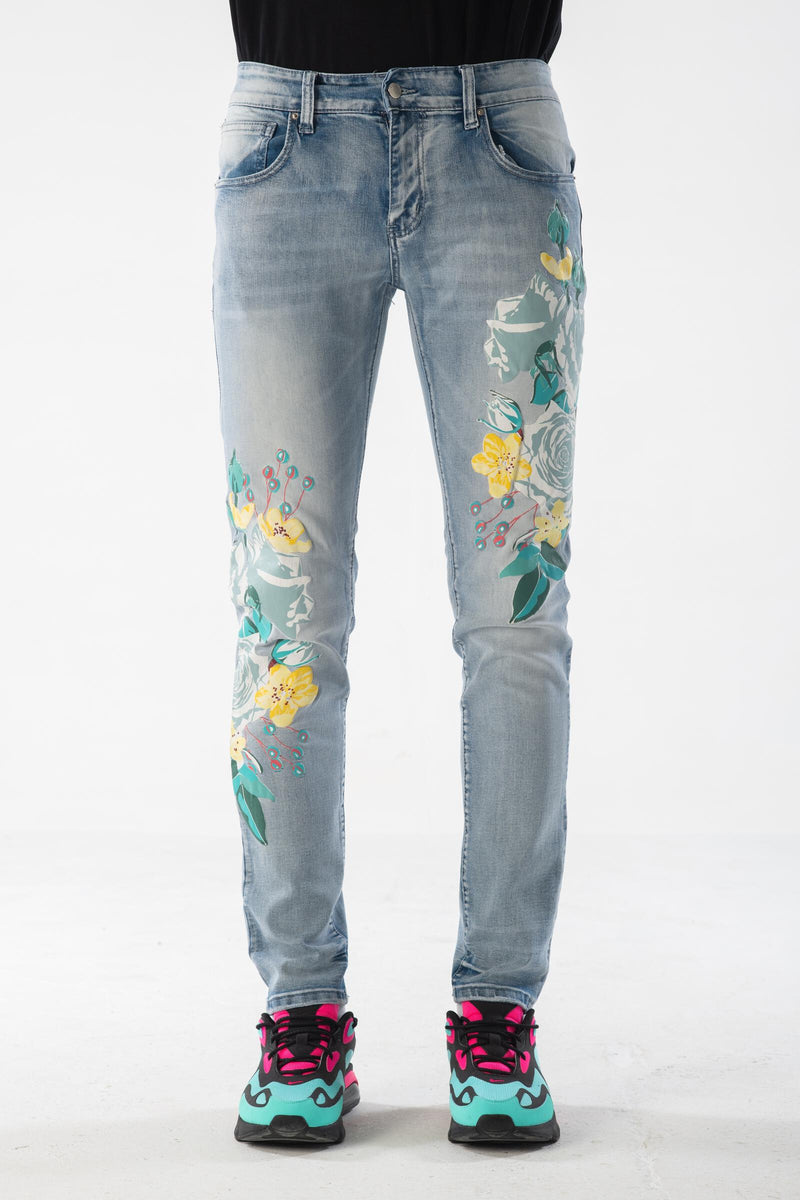GSQUARED 'Floral' Distressed' Denim (Cool Blue) SQ336 - Fresh N Fitted Inc