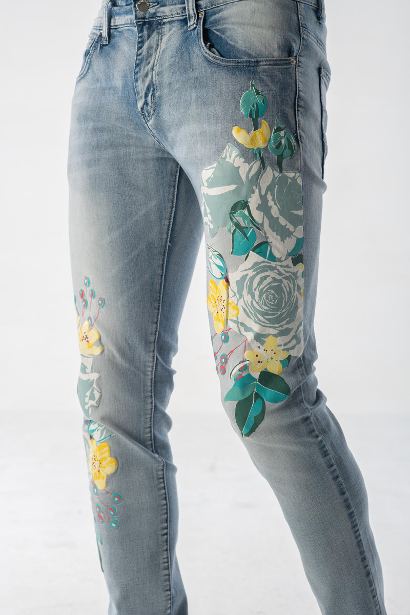 GSQUARED 'Floral' Distressed' Denim (Cool Blue) SQ336 - Fresh N Fitted Inc