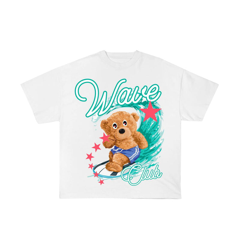 Wave Club 'Surf Bear' T-Shirt (White) - Fresh N Fitted Inc
