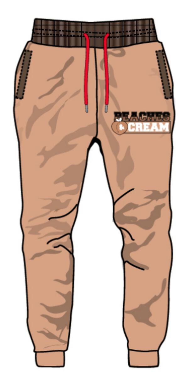 Retro Label '14's Winterized Peaches & Cream' Joggers In Brown - Fresh N Fitted Inc