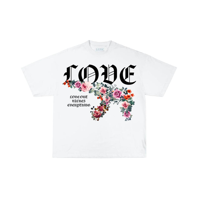 L.O.V.E. 'Floral AK' T-Shirt (White) - Fresh N Fitted Inc