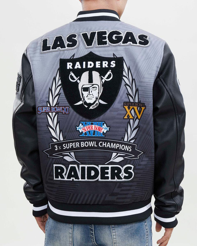 Pro Standard Las Vegas Raiders Logo Varsity Jacket (Black) FOR640937 - Fresh N Fitted Inc