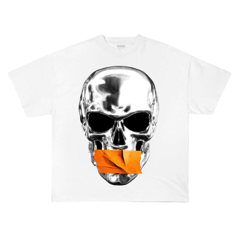 SHHH 'Quiet Skull' T-Shirt (White) - Fresh N Fitted Inc