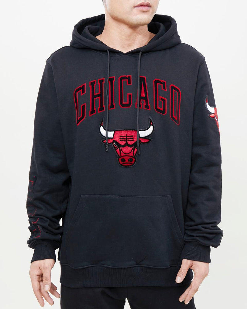 Pro Standard Chicago Bulls Stacked Logo Hoodie (Black) BCB552607 - Fresh N Fitted Inc