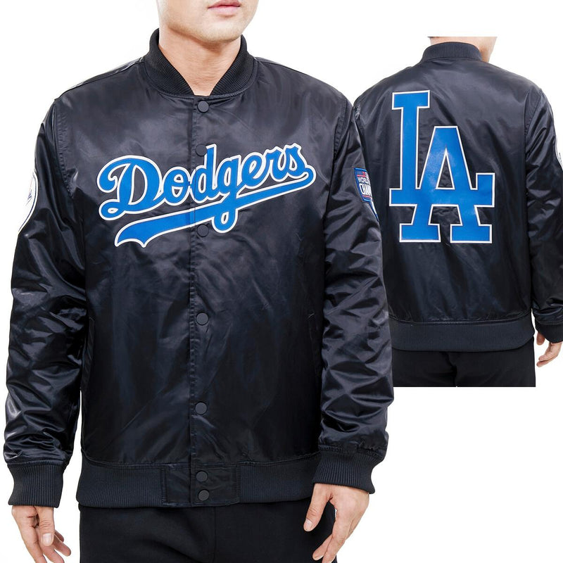 Los Angeles Dodgers World Series Logo Satin Jacket (Black) LLD632060 - Fresh N Fitted Inc