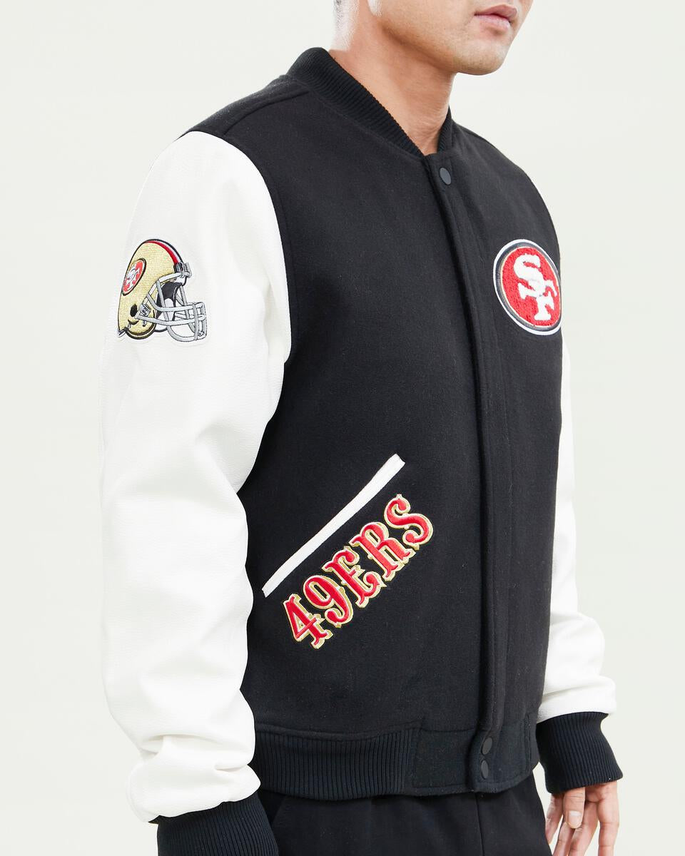 SAN FRANCISCO 49ERS CLASSIC WOOL VARSITY JACKET (BLACK/WHITE)