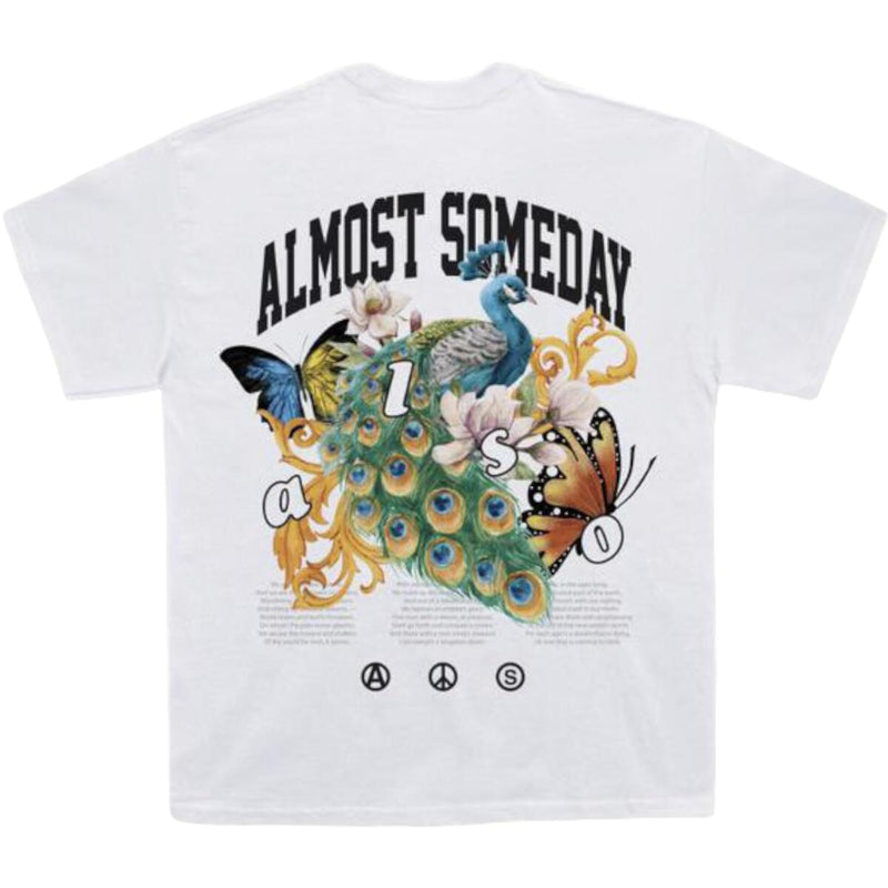 Almost Someday 'Peacock' T-Shirt (White) ALSOC2-5 - Fresh N Fitted Inc