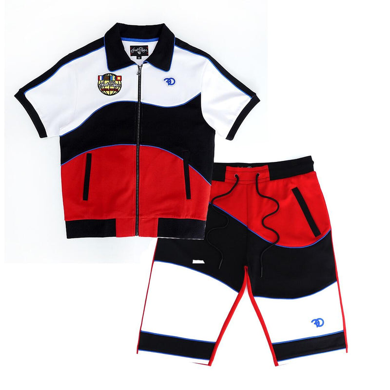 Frost Originals 'Worldwide' Zip Up Polo Shirt (Wht/Blk/Red) F534 - Fresh N Fitted Inc