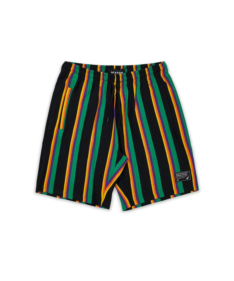 Reason 'Life Is Good' Fleece Shorts (Striped/Green/Black) RJ-11 - Fresh N Fitted Inc
