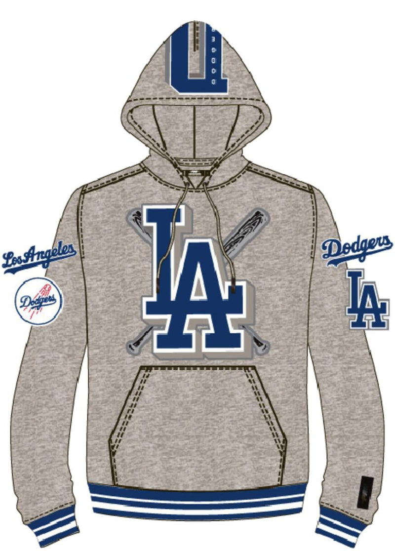 Pro Standard Los Angeles Dodgers Mash Up Logo Hoodie (Heather Grey) LLD533333 - Fresh N Fitted Inc